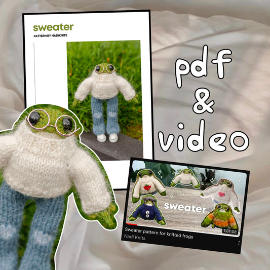 Knitting Pattern - Frog Sweater, PDF Pattern for 5.1-inch Frog Clothes